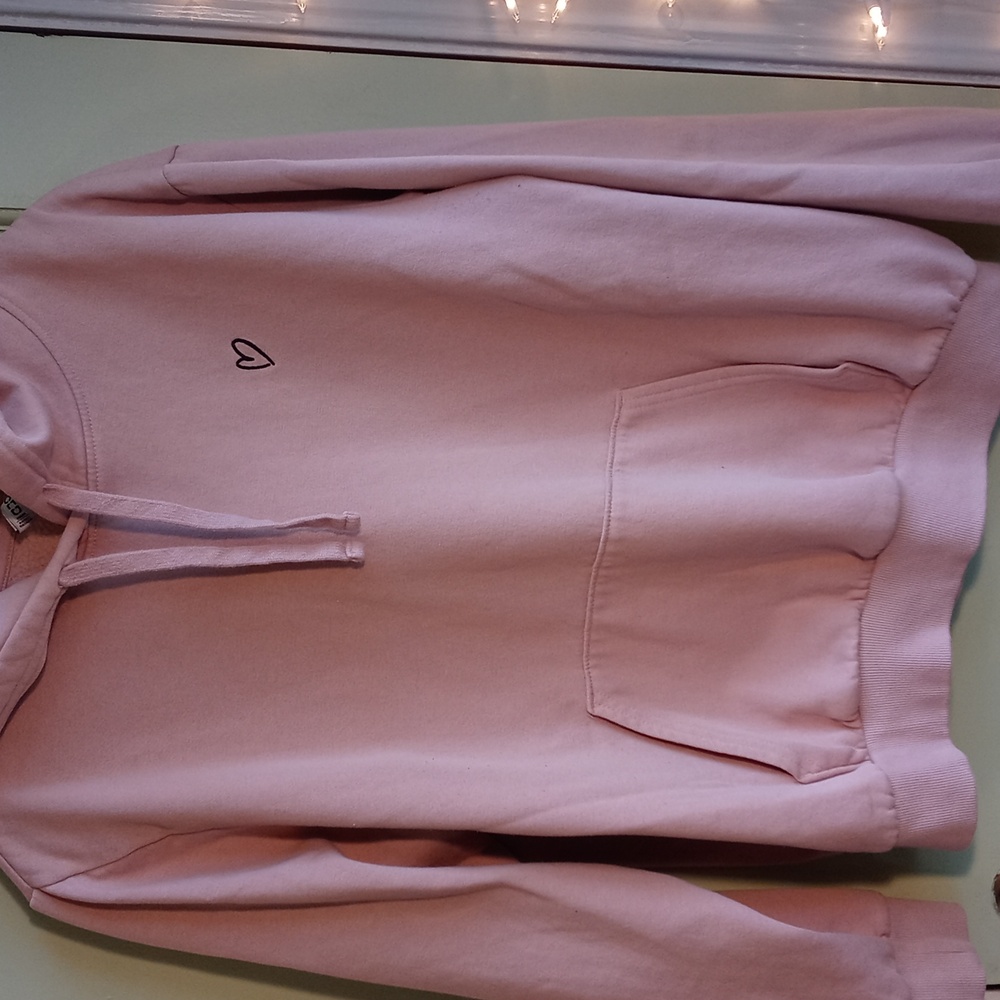 Women's Divided sierra rose pink black heart 🖤 Large hoodie - Picture 2 of 9